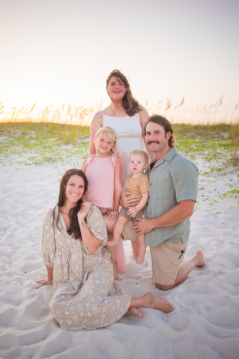 Vacation portrait for family enjoying the beach