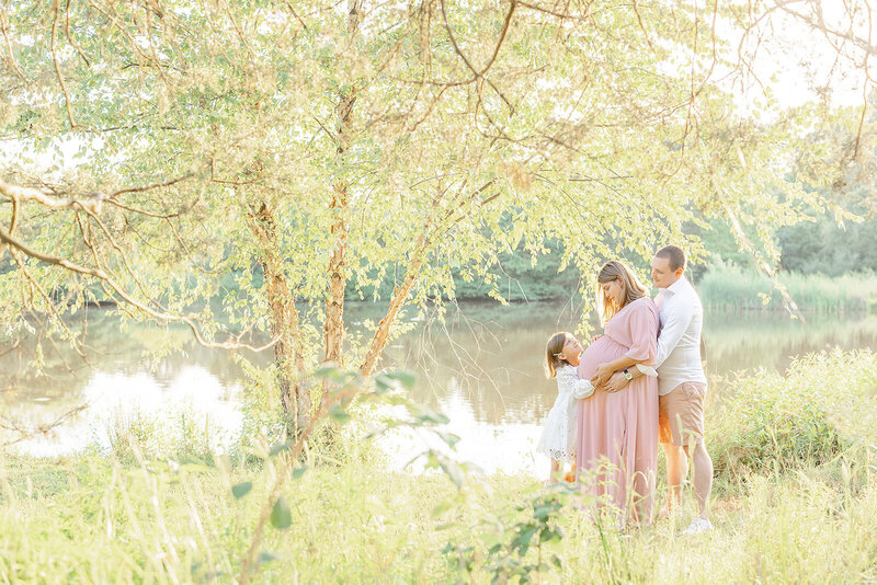 family excited during Northern Virginia maternity photography