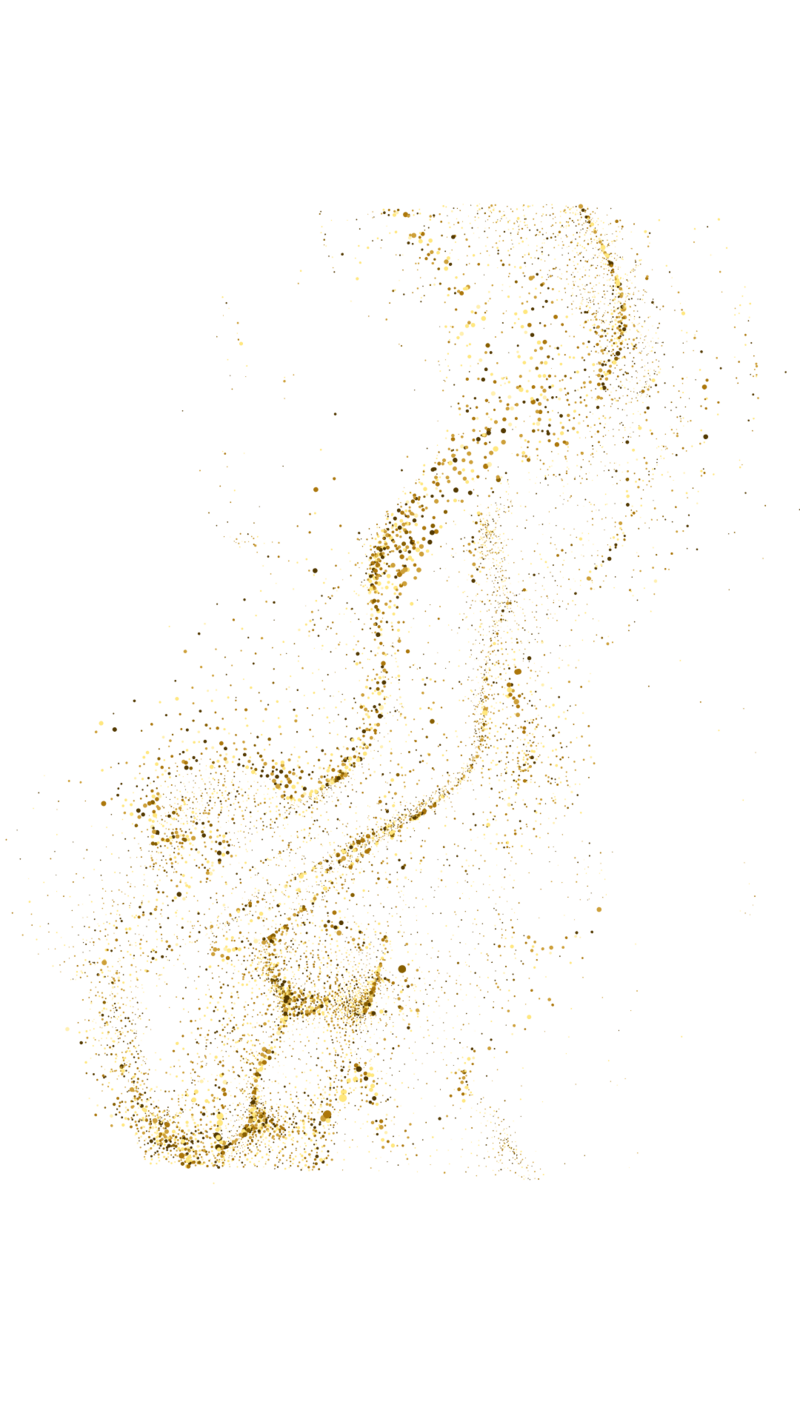 Gold sparkles scattered across background of page