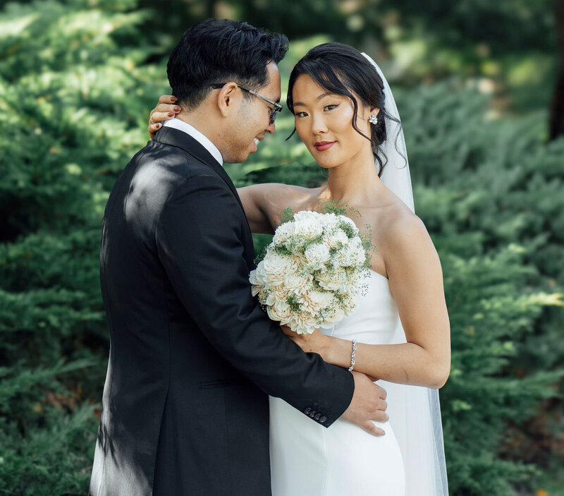Whitehouse Station Wedding | Asian Bride and Groom Floral Portrait | New Jersey