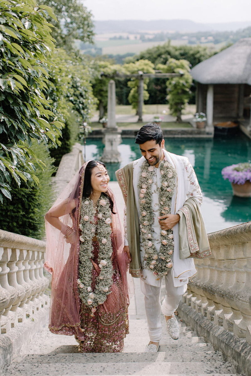 A bride and groom after their Hindu wedding ceremony at Euridge Manor