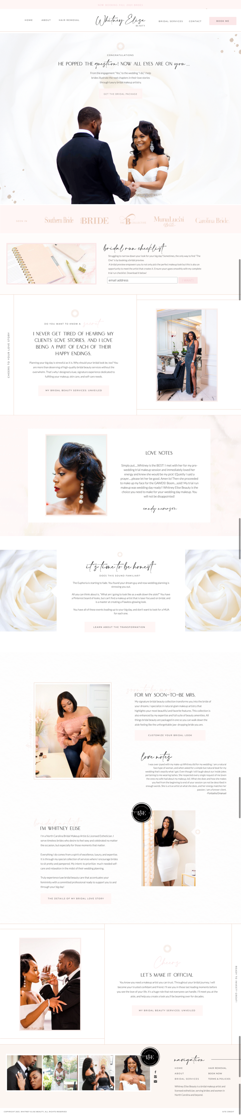 mockup of showit website design for a wedding makeup artist