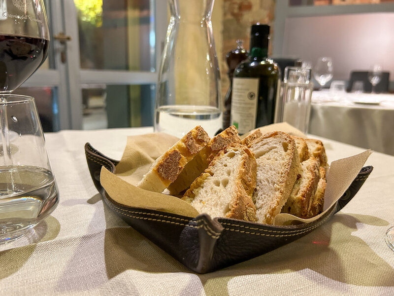 Bread service at Osteria dell'Enoteca in Florence, Italy