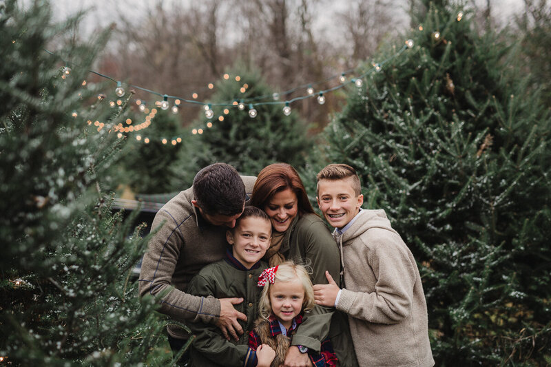 family in tree farm