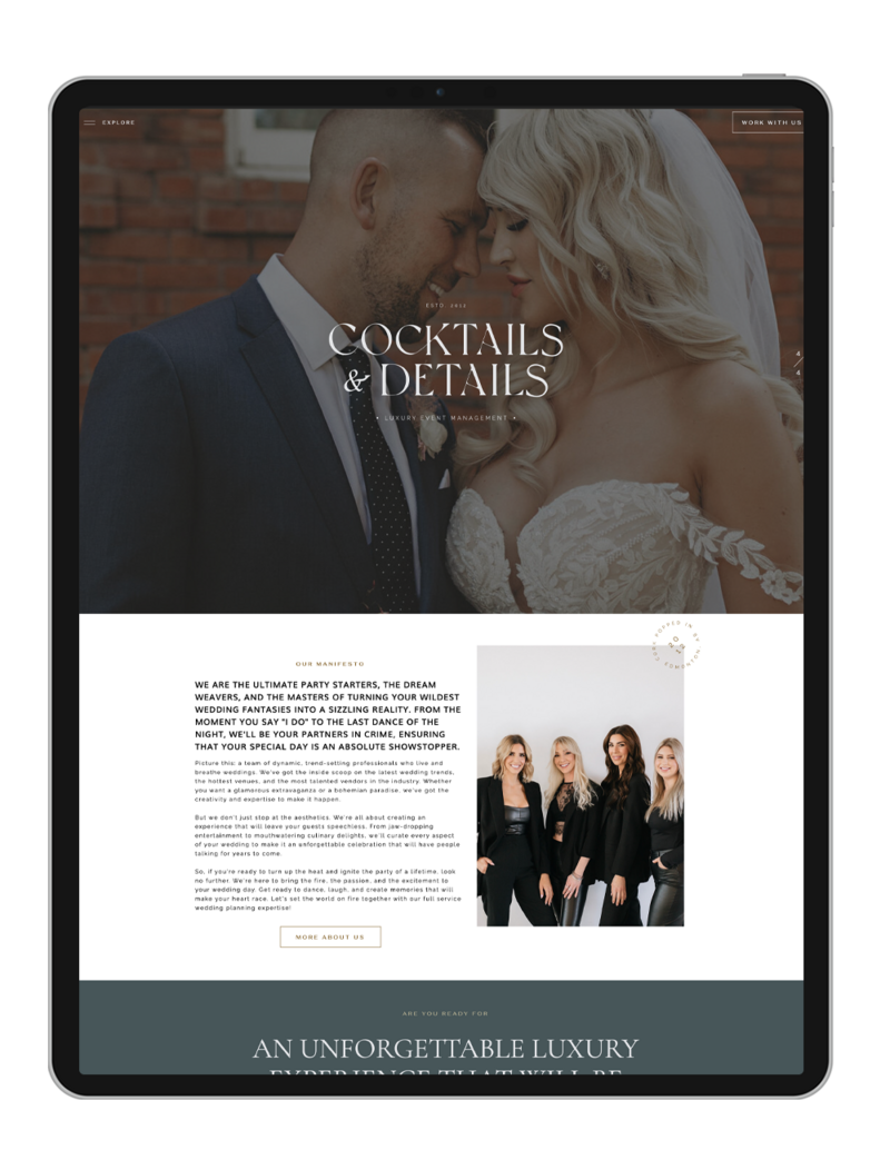 Mockup photo of Cocktails and Details website design.