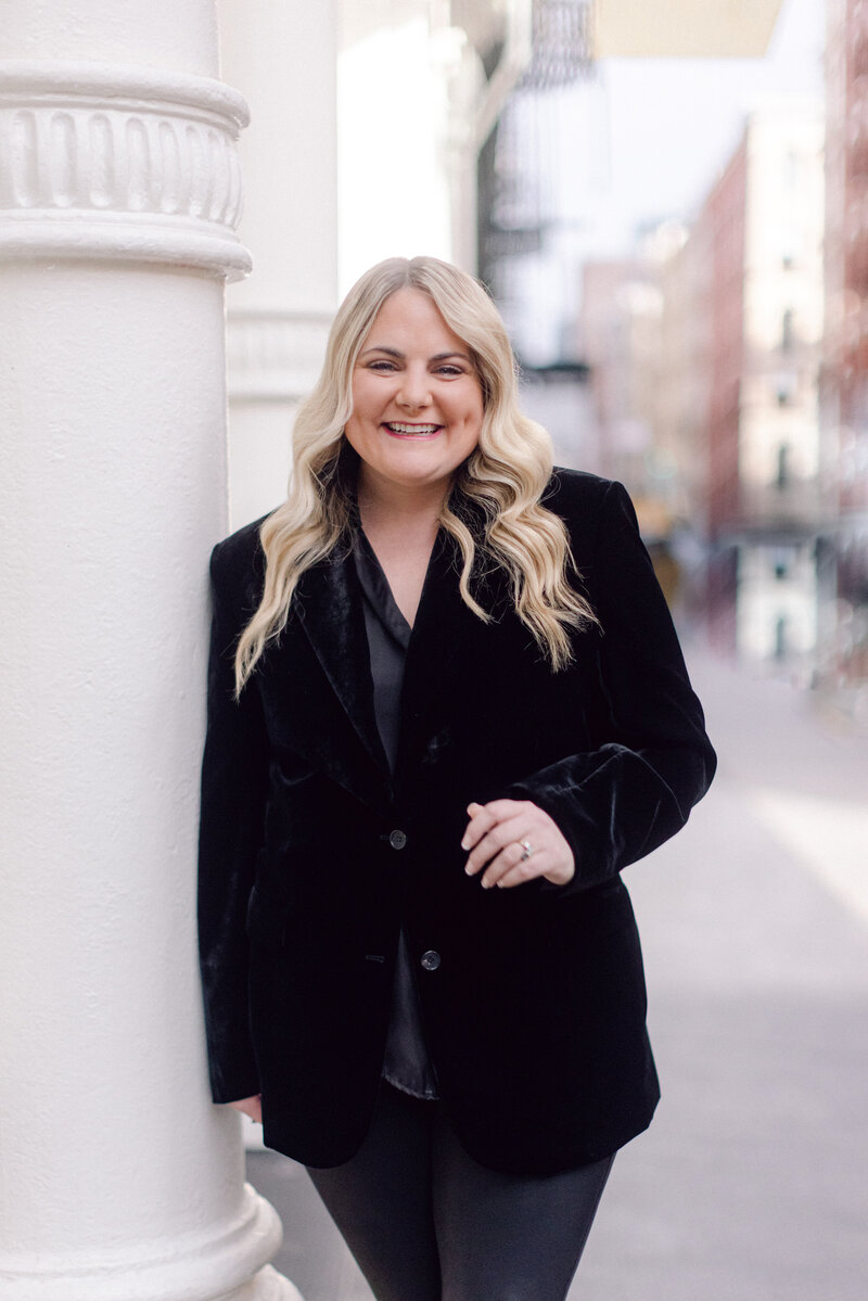 Headshot of Michelle Jackson on the streets of Soho New York City