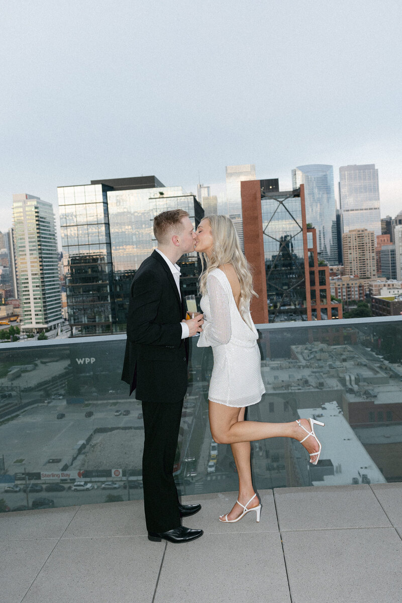 bride and groom kissing at wisconsin wedding