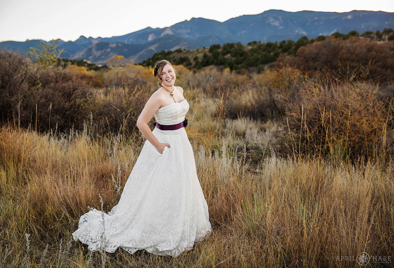 Bridal photo at Garden of the Gods wedding in Fall