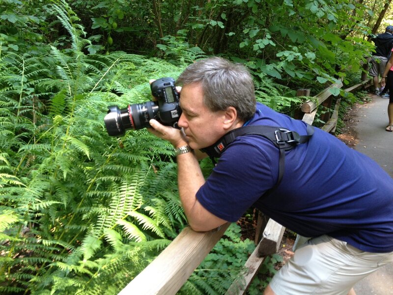 Photographer taking images in wooded area with Ron Schroll Photography in San Francisco, CA