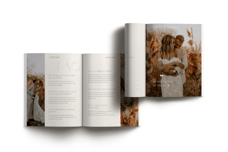 Boho pricing guide template for photographers