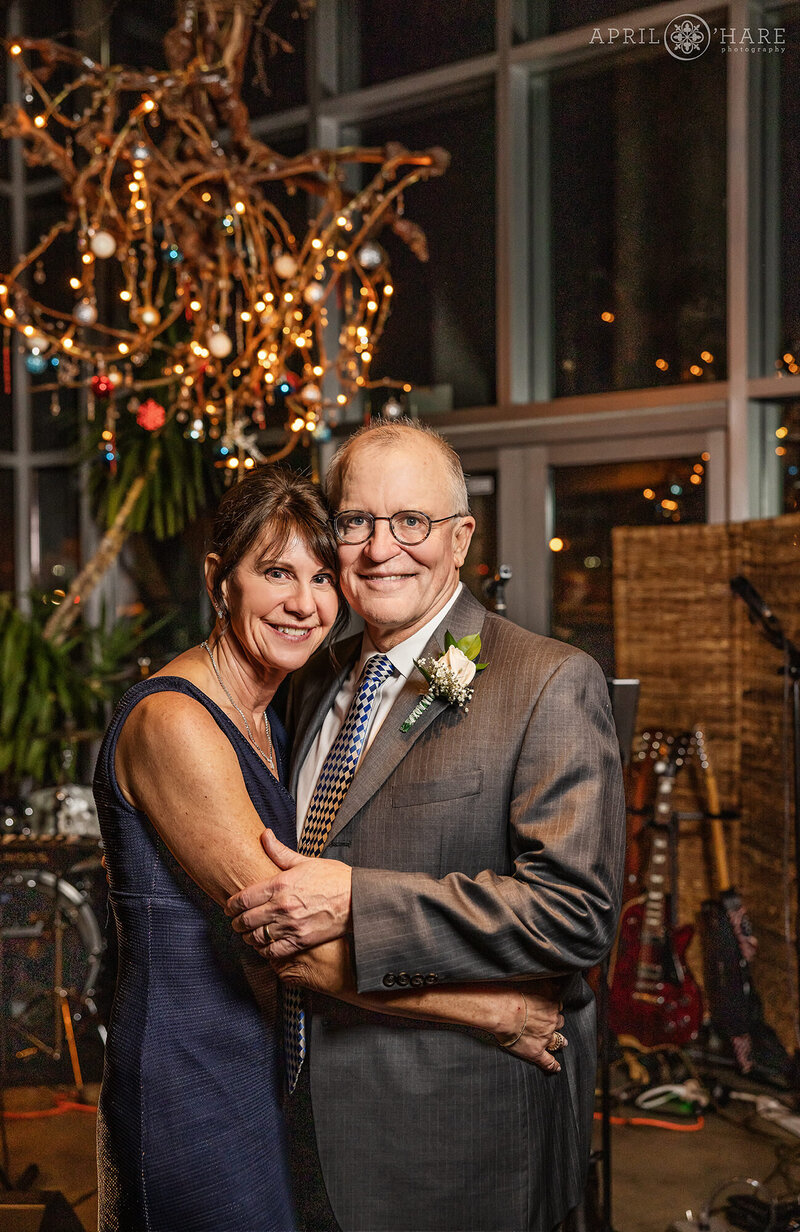 Parents of the Groom Night Portrait in Coohills in Denver CO
