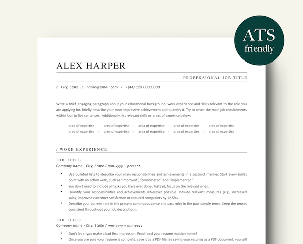 RecruitTheEmployer-ATS-Friendly-Professional-Resume-Template-Alex