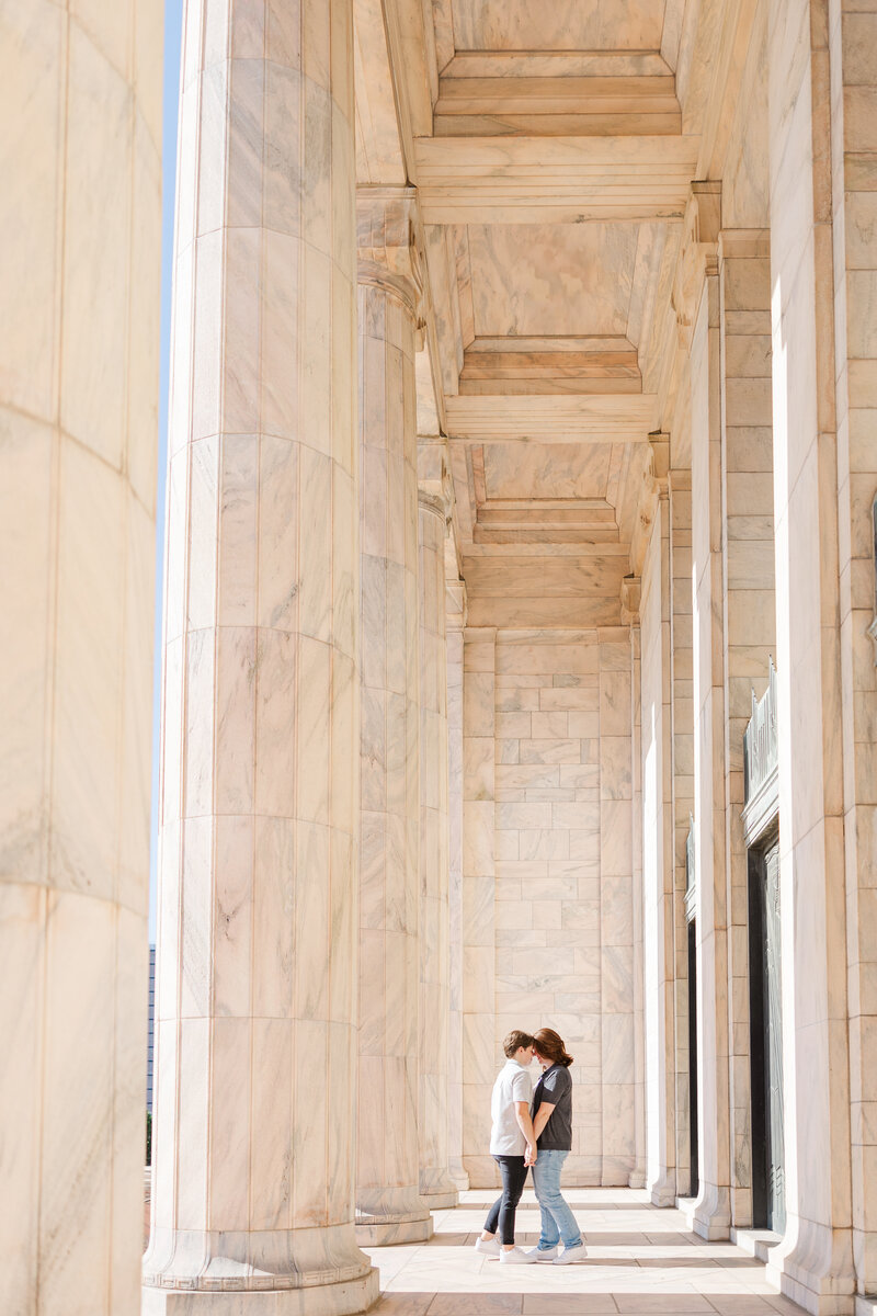Claire Katan LGBT+ luxury engagement photography at the Joslyn Art Museum in Omaha, NE.