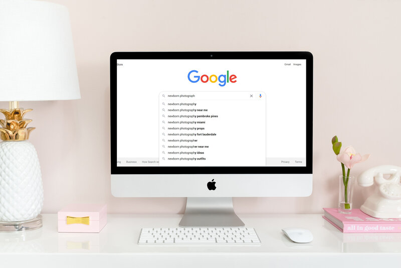 computer screen displaying google search results to show seo for photographers
