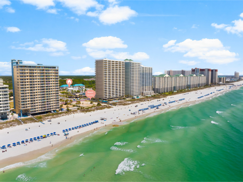 The Surf House, just steps from white sand beaches and emerald waters in Panama City Beach, FL