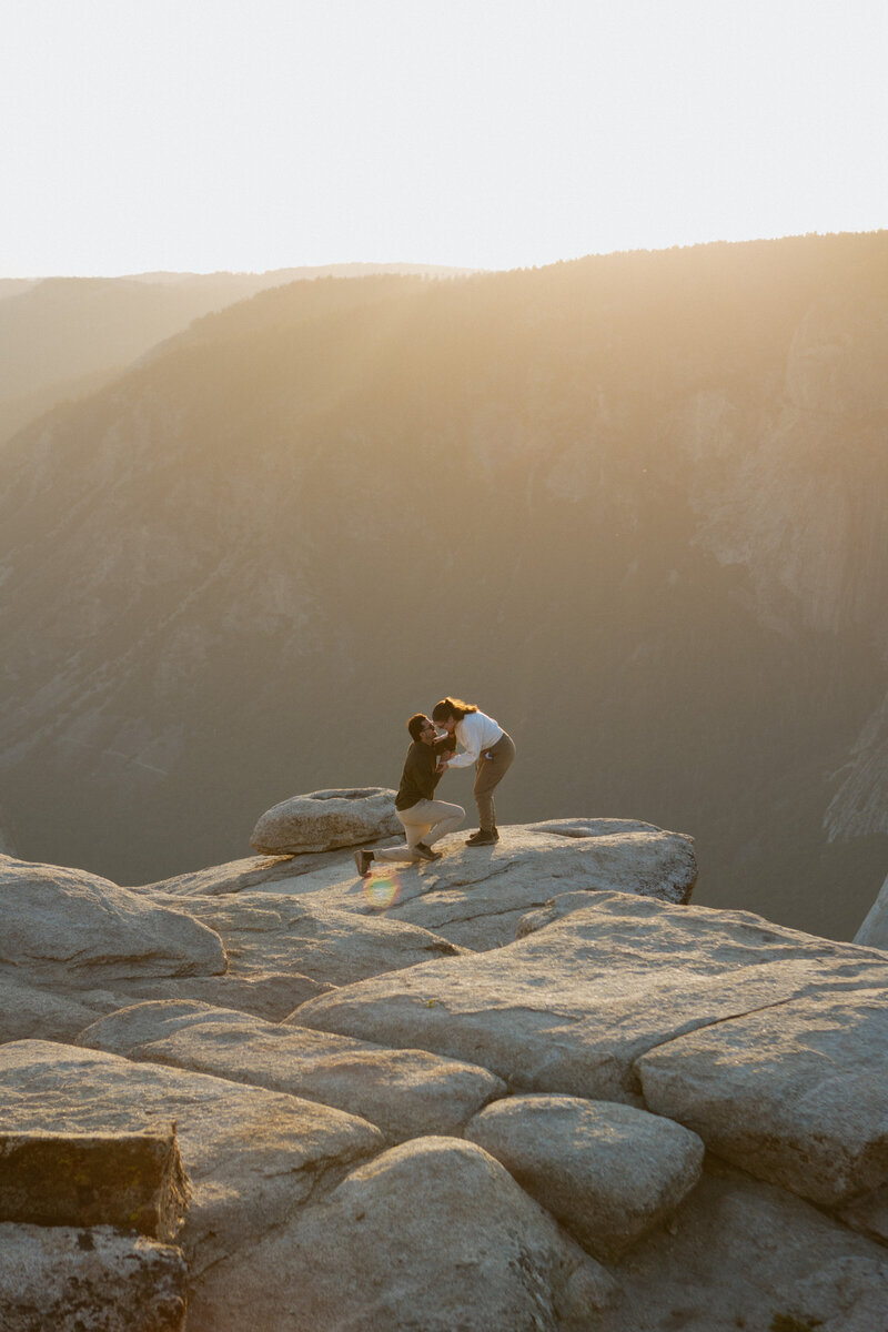 Couples Proposal at Taft Point Yosemite National Park 