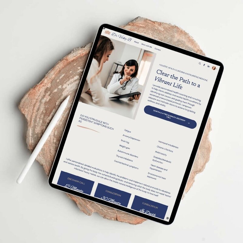 iPad mockup Dr Vicky B Simplero Website Design. Rachelle Deem Portfolio