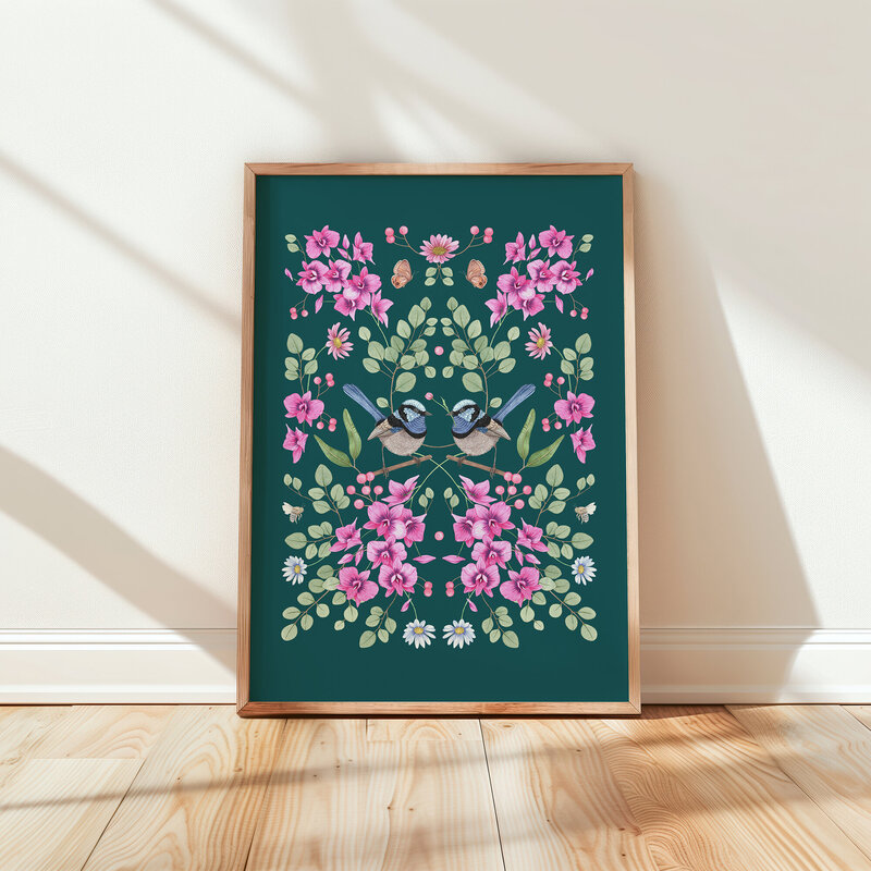 Wall Fairywren Orchid Mockup