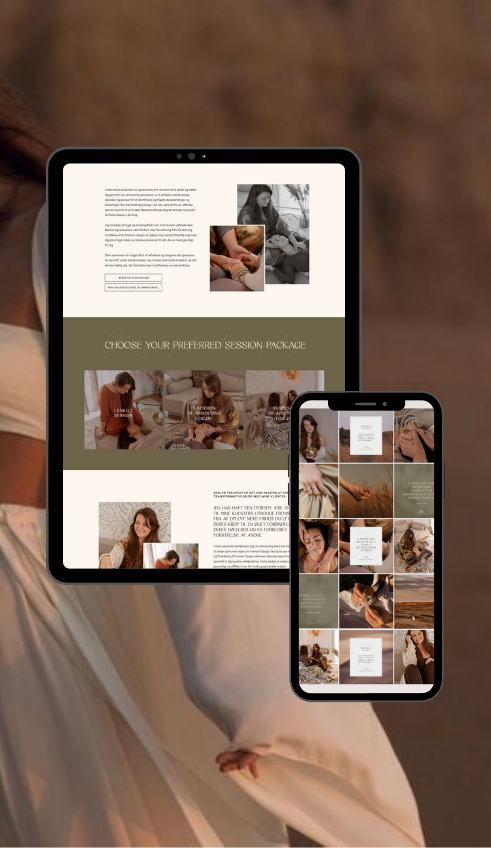 Temple Dreams website mockups on two devices showcasing a full brand development and integration of online systems for healers, coaches and therapists