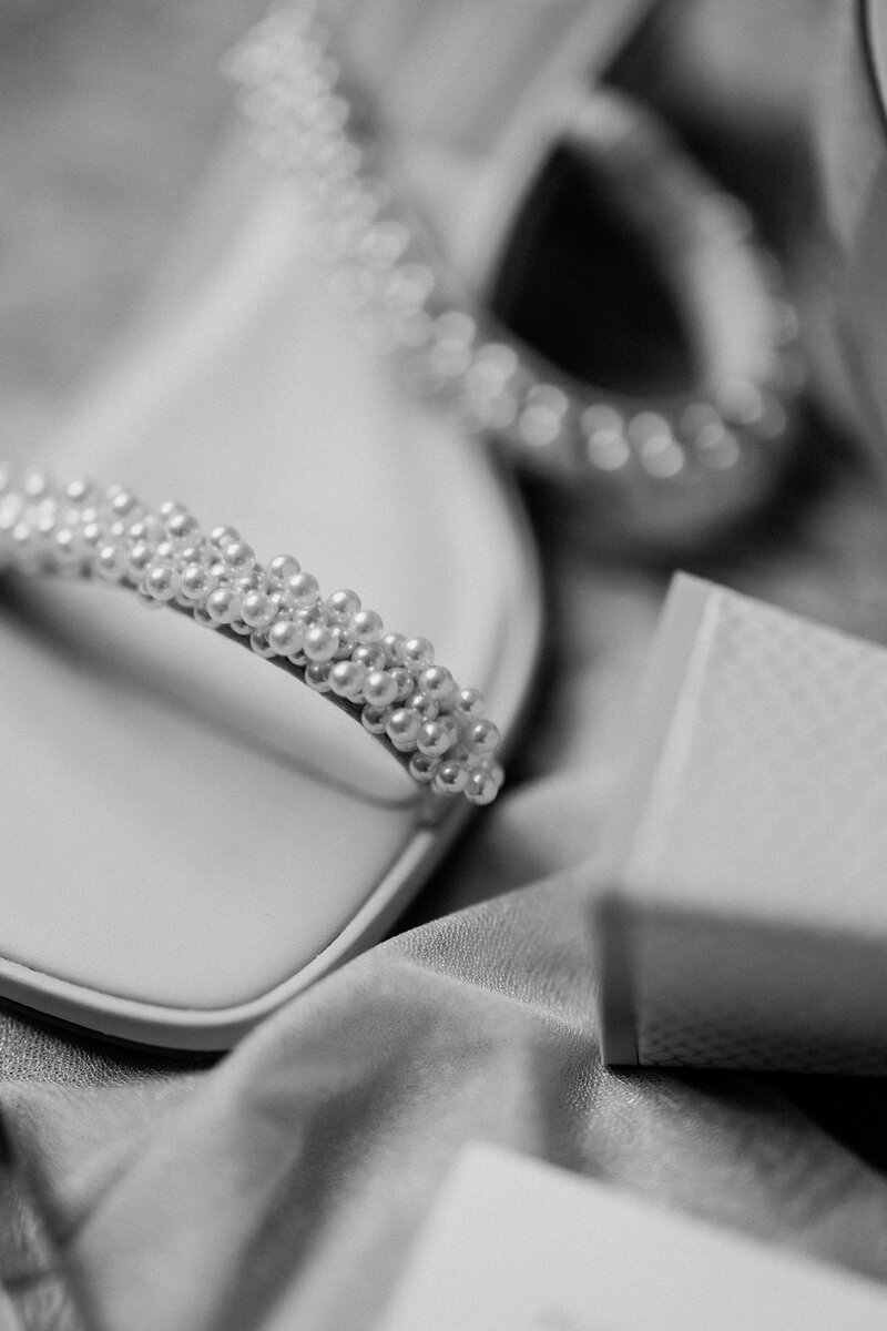 close up of pearl heels with straps