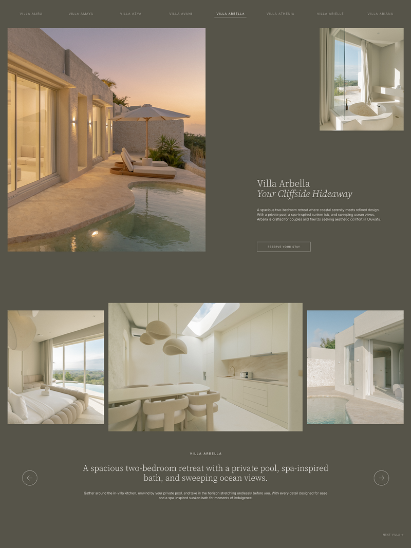 NOUR is a luxurious boutique hotel in Uluwatu, Bali. Set high above the ocean, it offers a tranquil retreat where contemporary design meets the natural beauty of the island. Guided by an atmosphere of warmth and effortless sophistication, the website was designed to reflect the brand’s serene essence. Minimal in form and rich in feeling, it conveys a sense of balance, calm, and understated luxury.