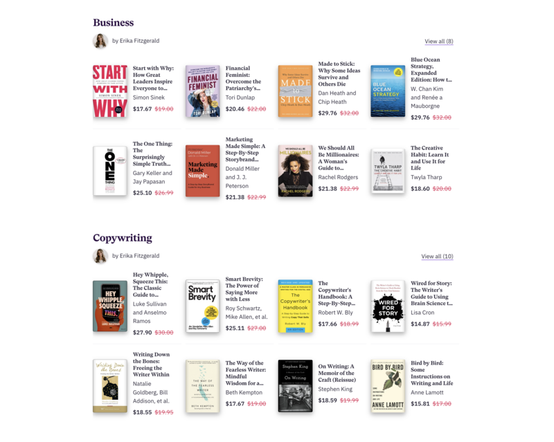 A collection of business and copywriting books from Bookshop.org 