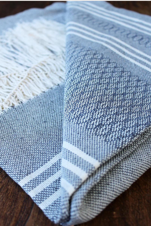 folded blue rebozo