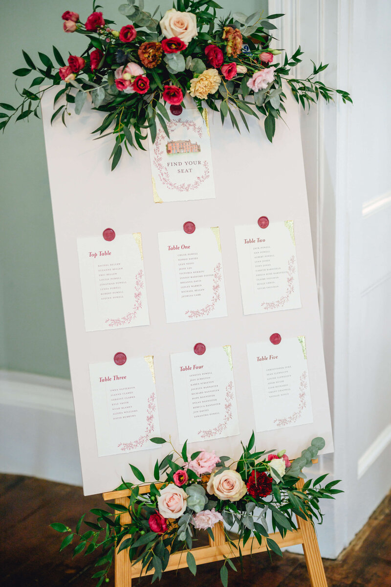 seating plan of flowers at Homme House