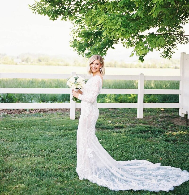 Romantic riverside wedding portrait at The River Place in Sevierville, TN
