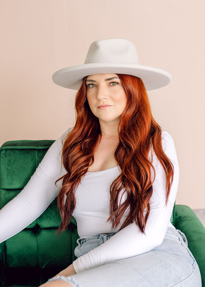 06-Hair Salon Branding Photography - owner with Red Hair by Brittany Daniels