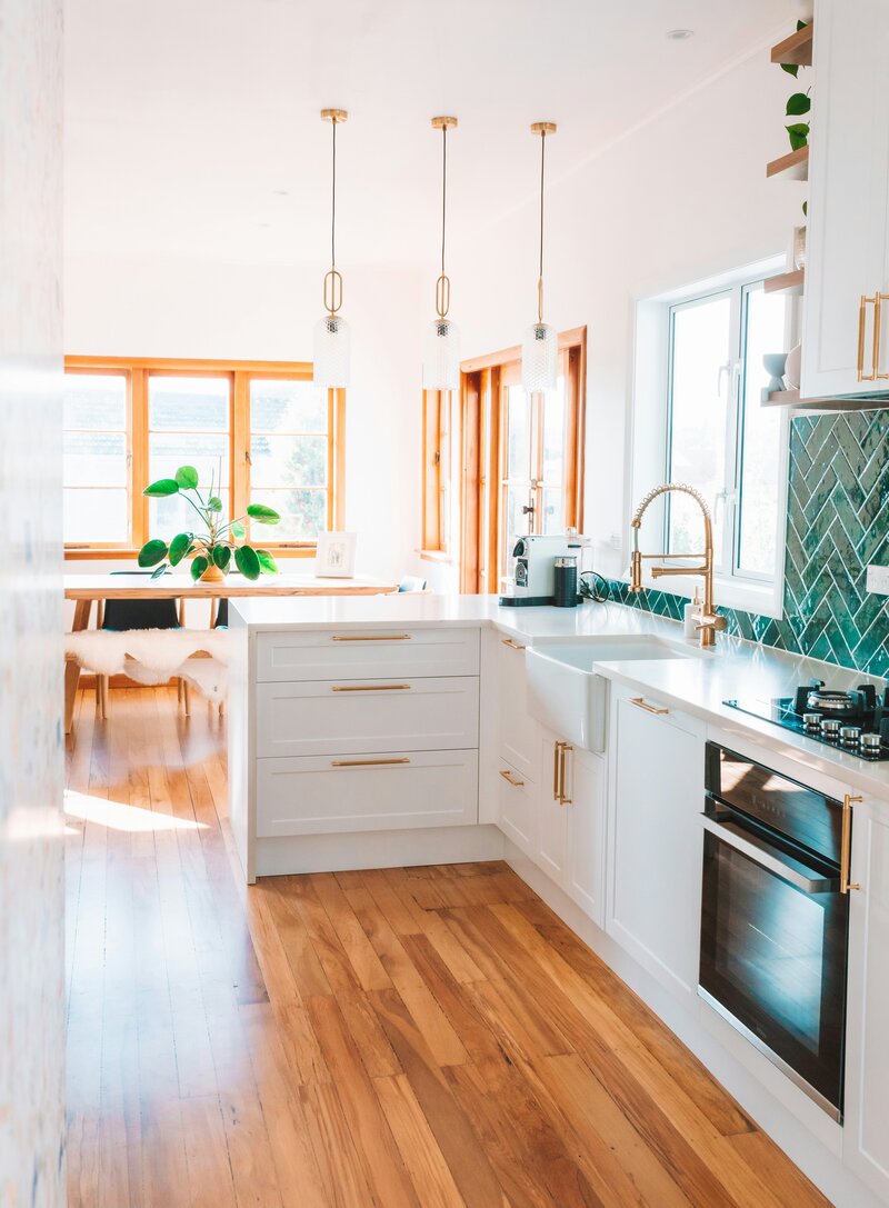 Eco-friendly kitchen cleaning in Edmonton with natural, non-toxic products for spotless counters and floors