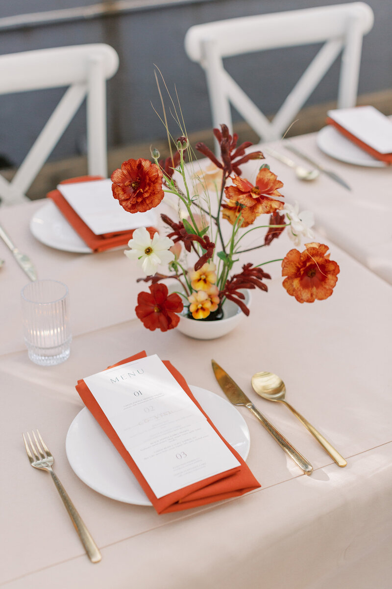 centerpieces for long tables at a wedding reception