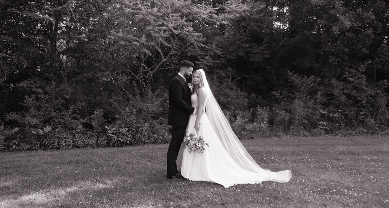 Couple walking holding hands courthouse wedding