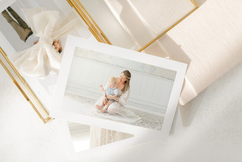 flat lay of prints from boston photography session