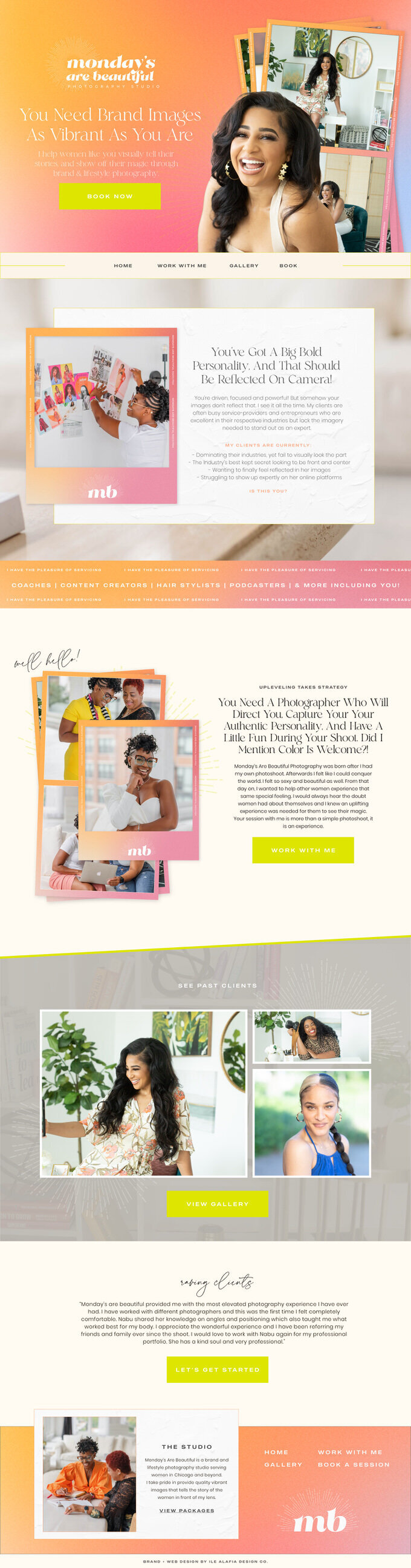 mockup of bright showit website design for a photographer