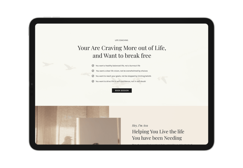 ipad  mockup of a life coach website design