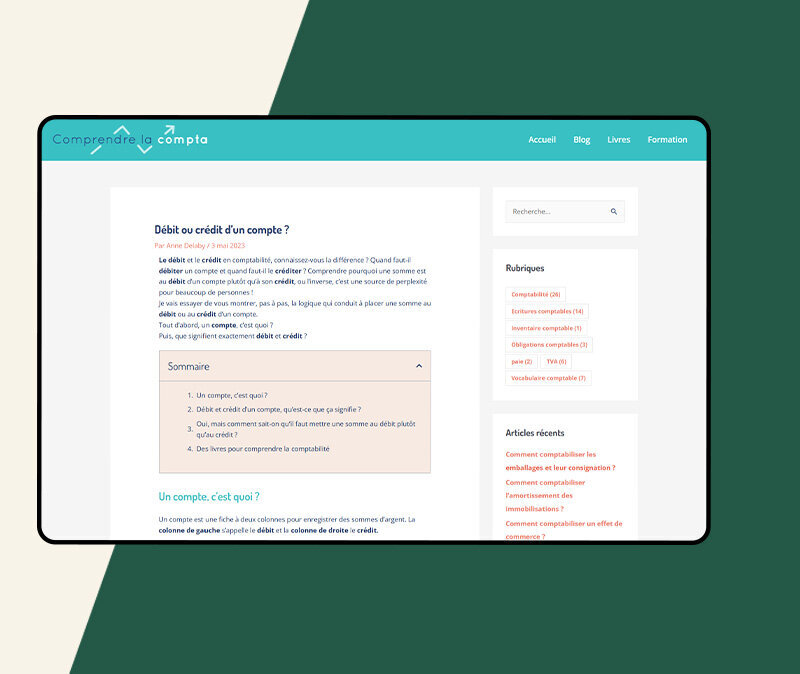 Aperçu du blog Comprendre la compta