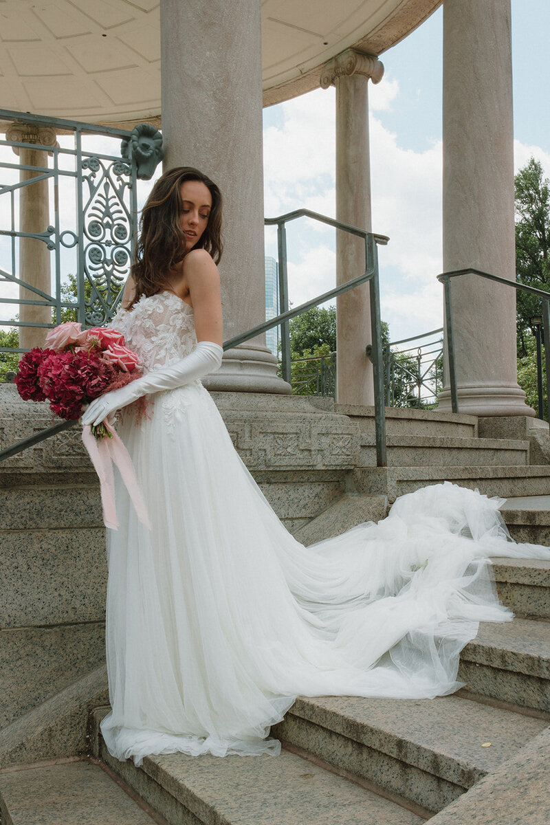 Bridal Portraits in Boston Common Park in Summer