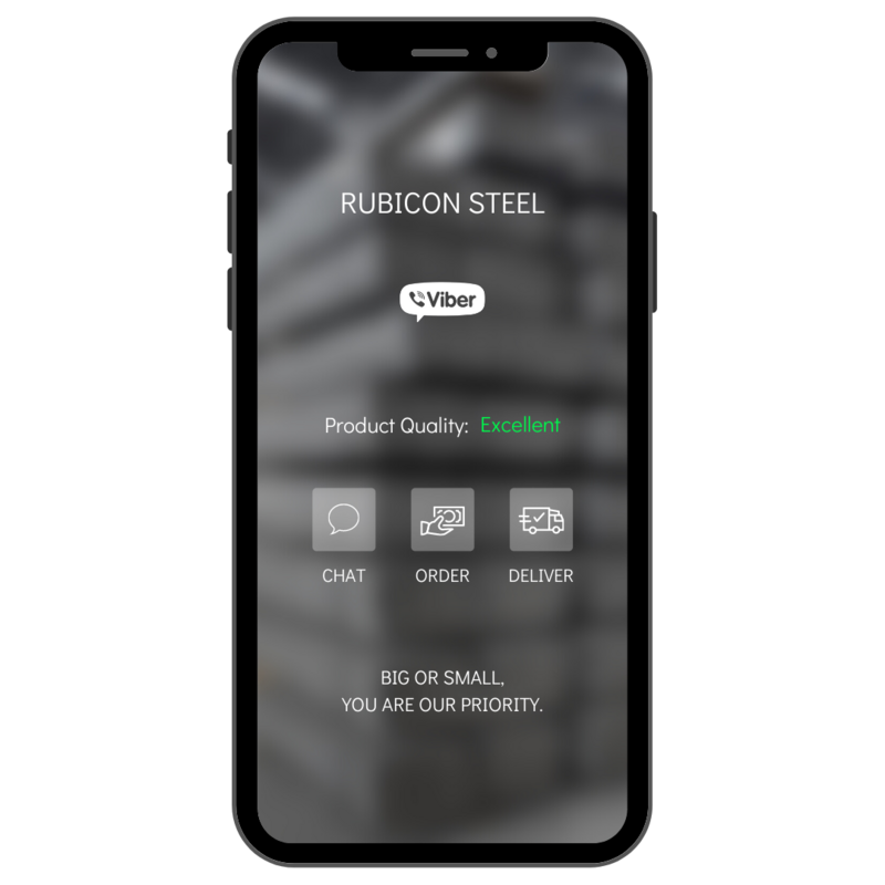 A mobile view showing Rubicon Steel's Viber Contact