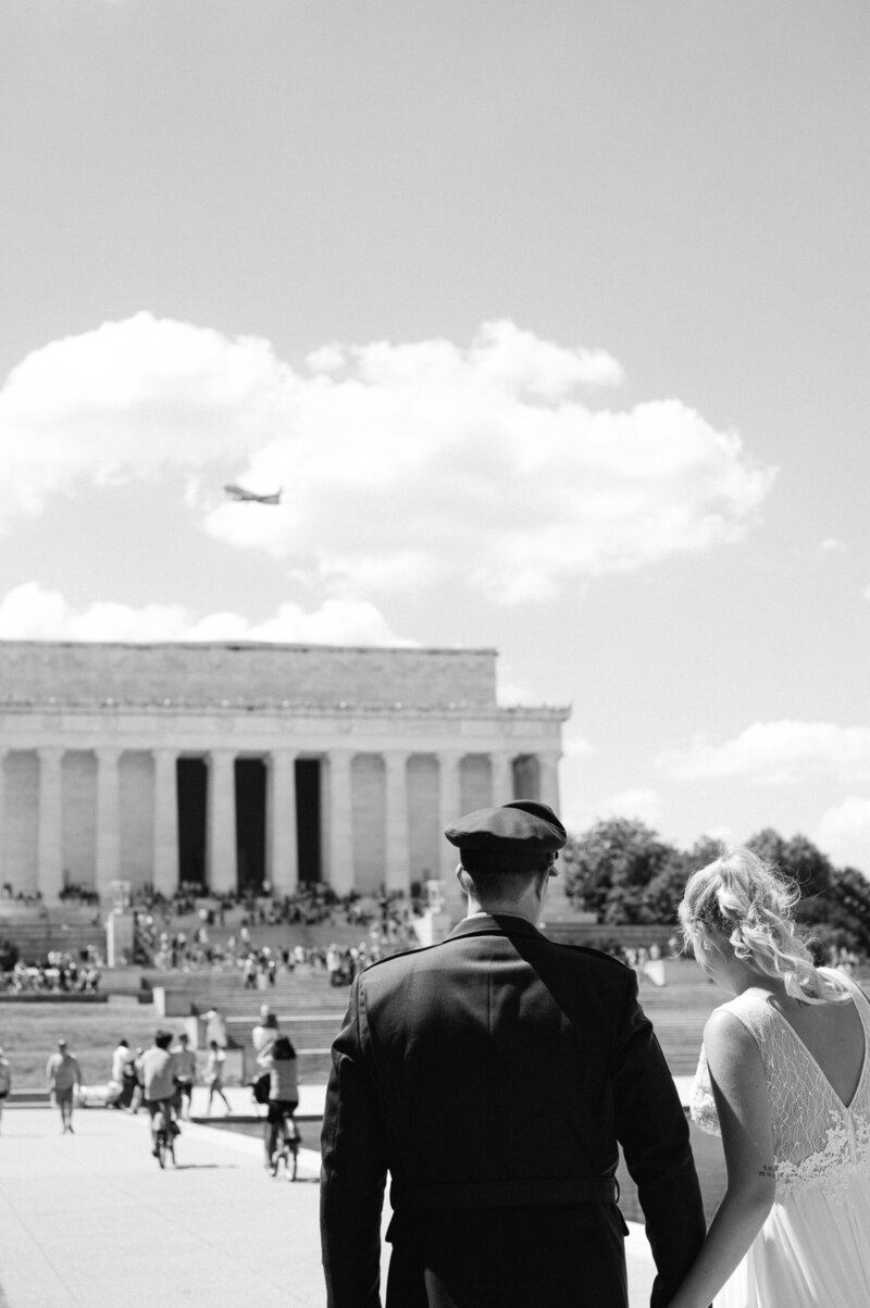 Lincoln Memorial elopement Kathleen Marie Ward photography Washington DC wedding photographer bride and groom at the Lincoln Memorial