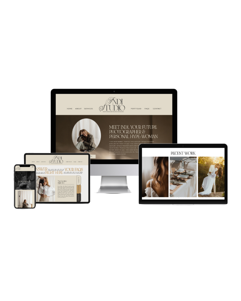 website template mockup for photographers and videographers