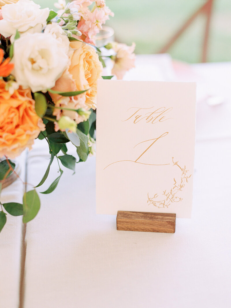 Calligraphy wedding table numbers
