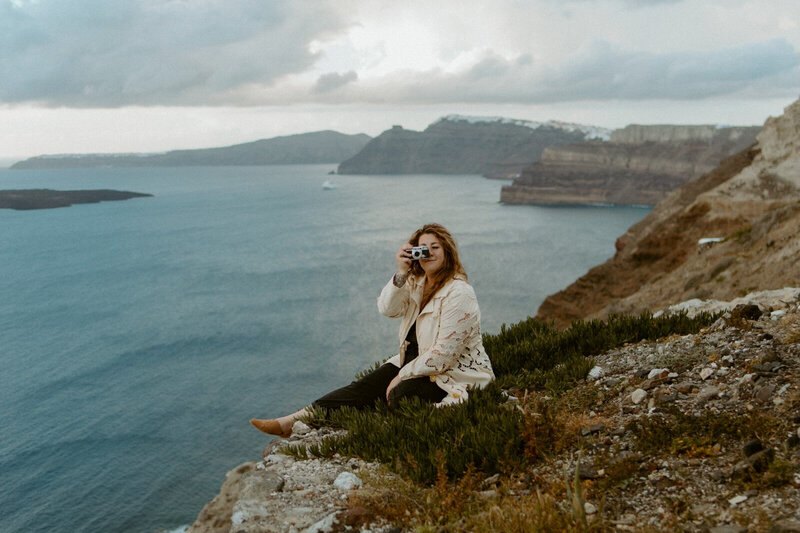santorini cliffside branding photo