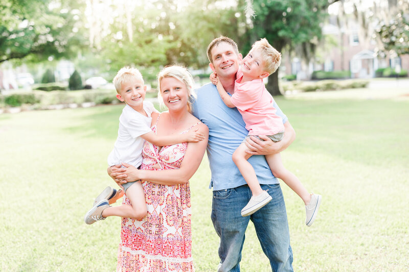 Mom and 2 kids taking photos
