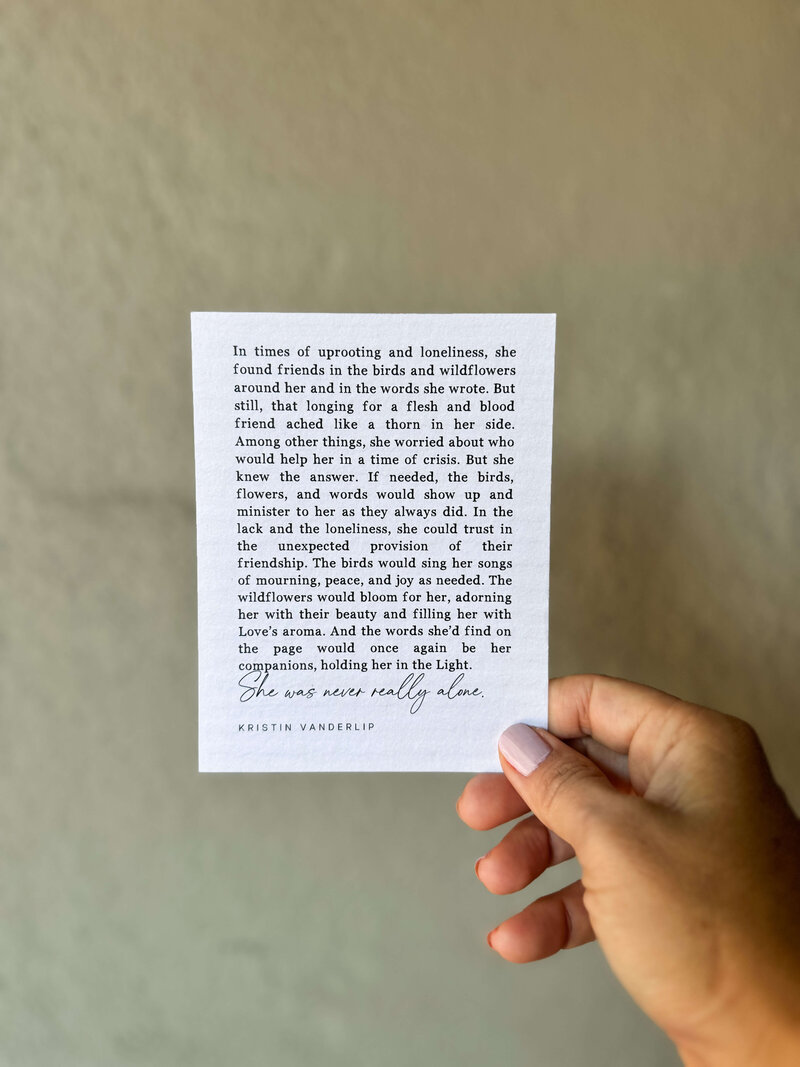 in times of loneliness prose by Kristin Vanderlip