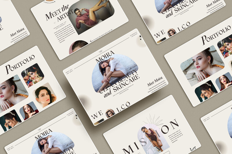 A flat lay photo displays multiple magazines featuring articles about beauty, skincare, and fashion with varying images of models on a neutral background, perfect for a Showit template for service-based businesses seeking a chic aesthetic.