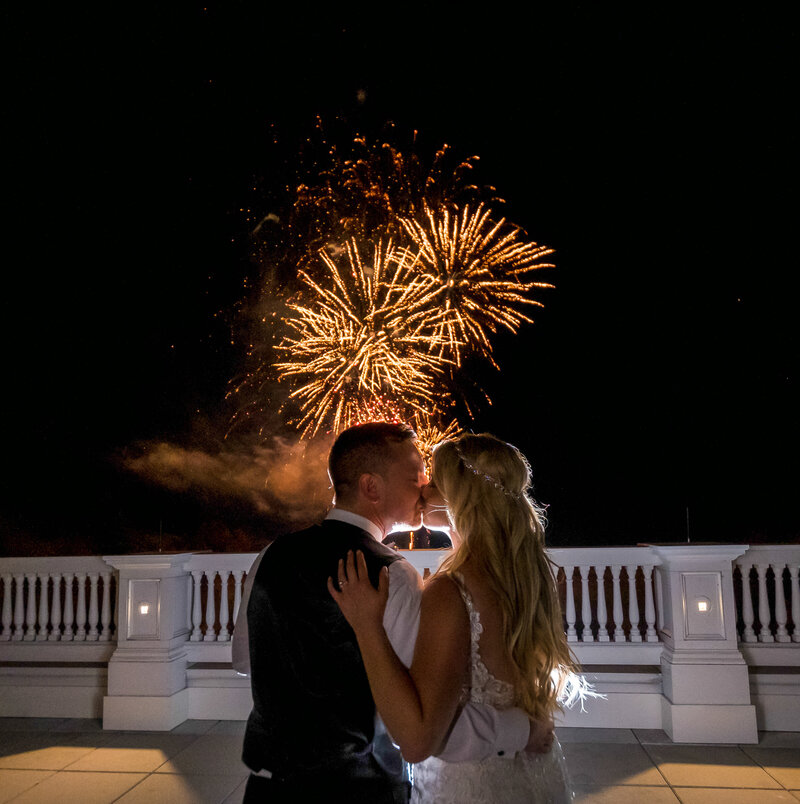 Bride and groom fireworks display Mt Washington Hotel