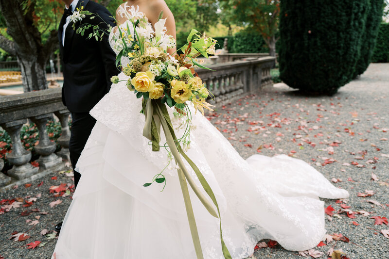 bride and groom walking after ceremony
