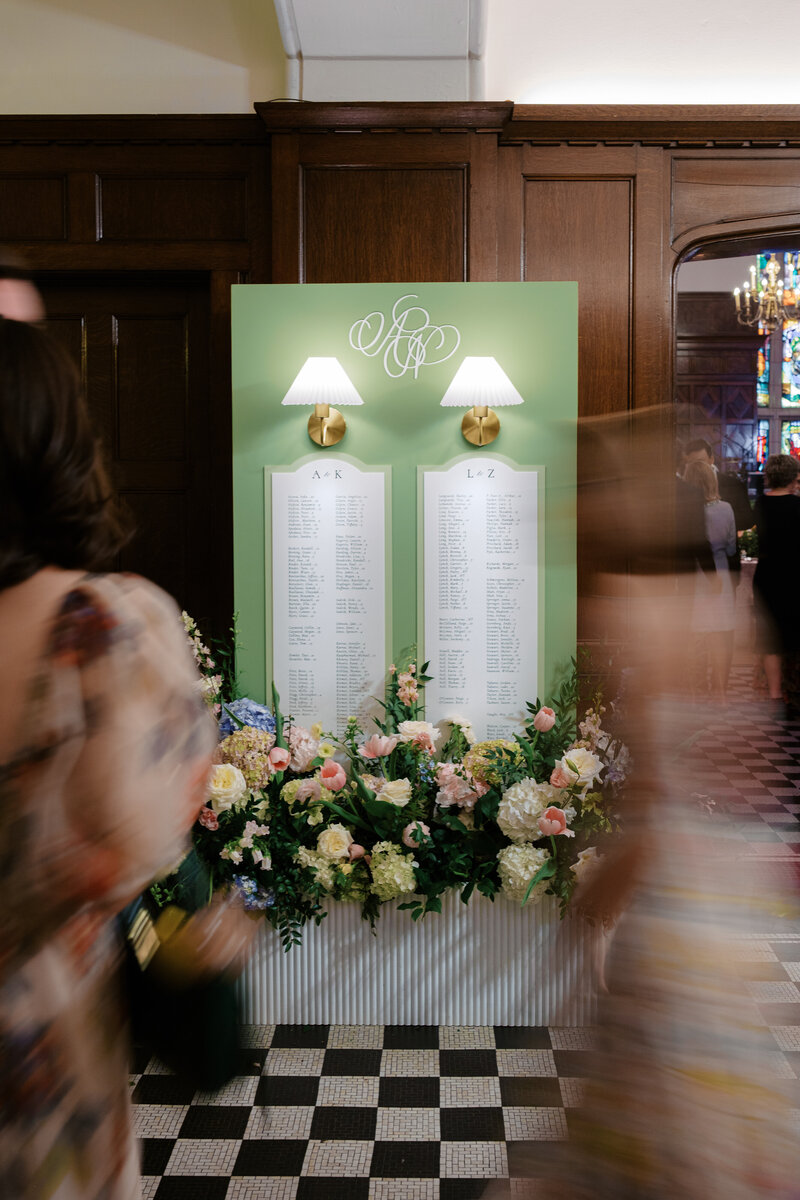 motion blur image of escort display at cocktail at hour Tudor Ballroom of Hotel Kansas City