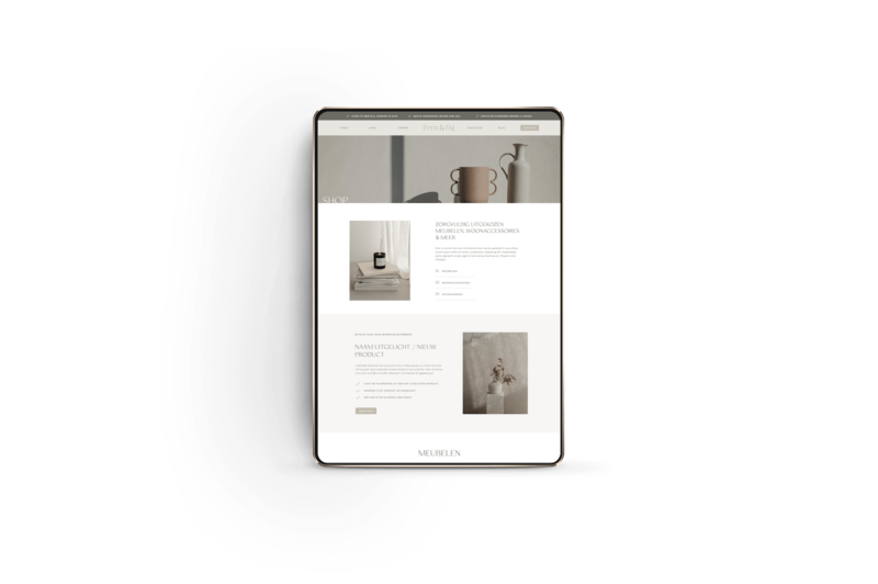 Fern & Fig webshop template voor Showit